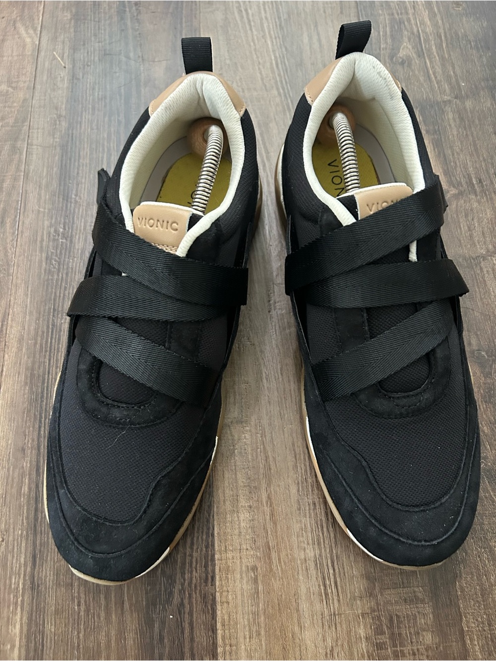 Vionic SLIM GIA BLACK Mens Comfort Hook & Loop Black Walking Sneakers size 13